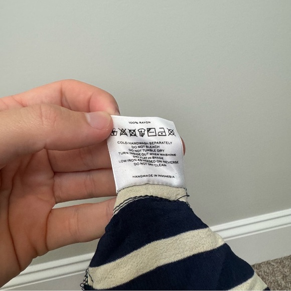 Faithful The Brand Revolve Ocean Dip Dress in Mazur Stripe Print Blue Cream - Picture 9 of 9